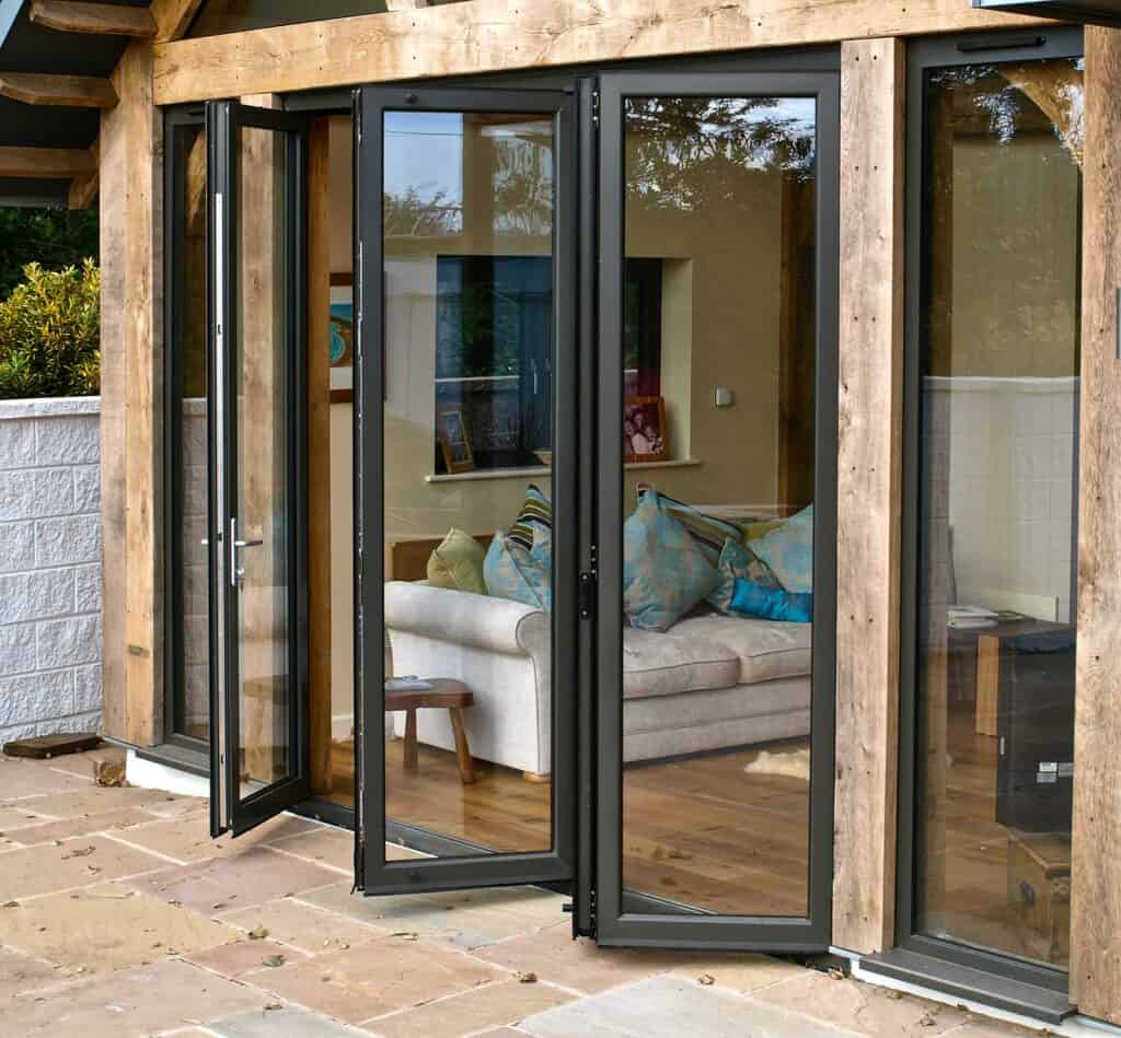 Image showing outdoor folding Apex glass doors.